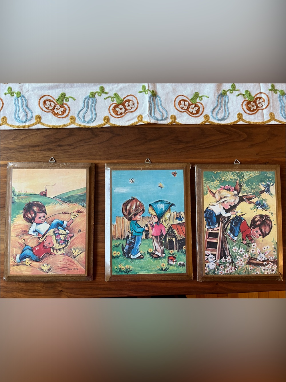 Vintage 1960s-70s Haru King children’s plaques on wood in original wrapping.
